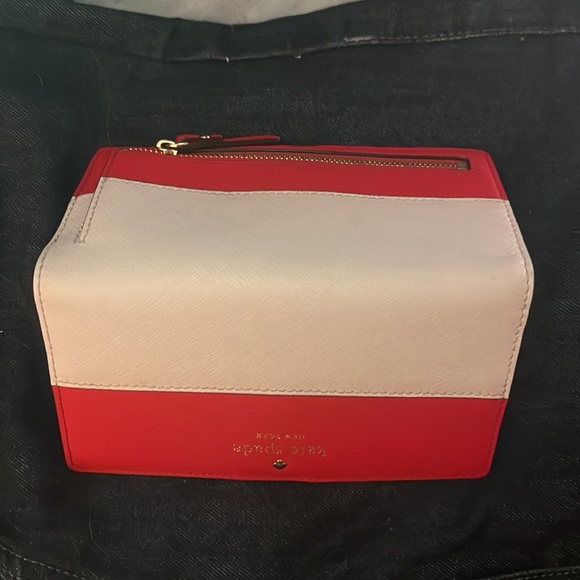 Kate Spade ♠️ Red and White One Snap Wallet - Picture 3 of 4